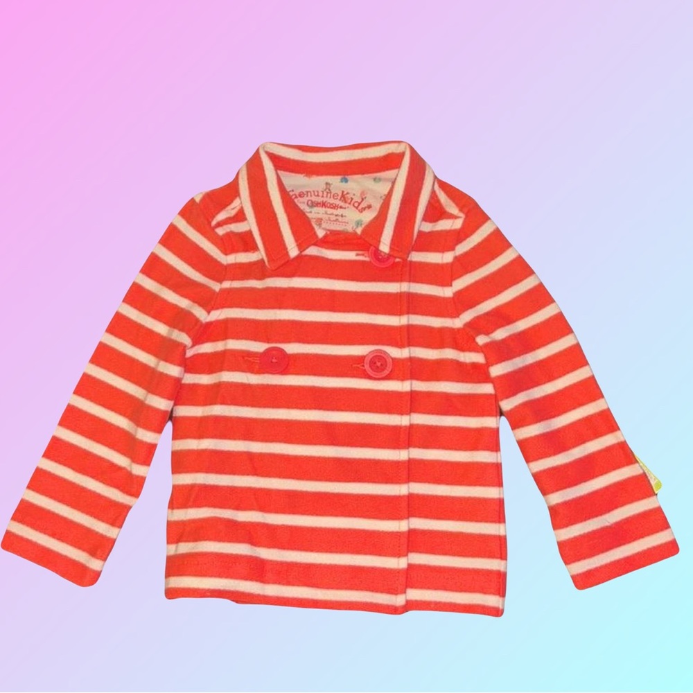OshKosh Coral Striped Knit Jacket, NWT, Girls 18M